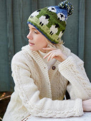 Cozy Hand-Knit Wool Beanie with Cute Sheep Design-Winter Warm Hat