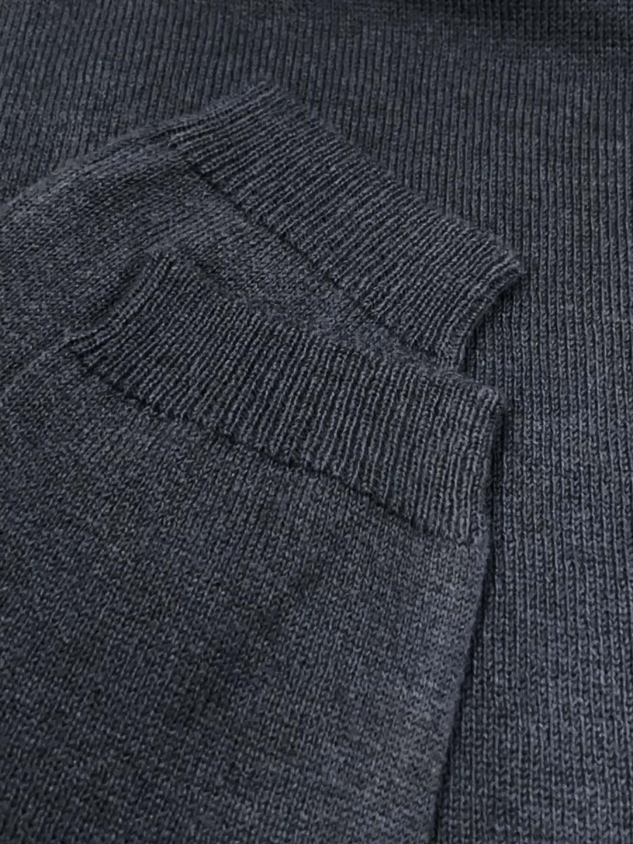 Gray Crew Neck Long Sleeve Comfy Button Down Knit Sweater