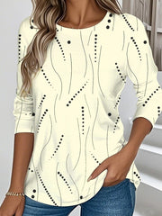 Casual Round Neck Long Sleeve Tops