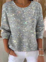 Silver Round Neck Long Sleeve Shirt