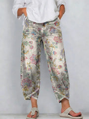 Women's Vintage Flowers Floral Patterns Casual Cotton Pants