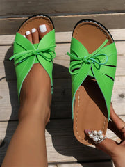 Women's Leisure Sandals Casual Bowknot Hollow out Comfy Wedge Heel Slide Toe-revealing Sandals