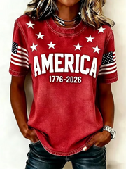 Women's Independence Day America Print Casual T-Shirts