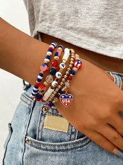 America 250 Freedom Patriotic Multi-Layer Beaded Bracelet Stack