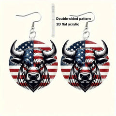 American Flag Shaped Acrylic Dangle Earrings