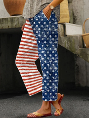 Women's Plus Size Independence Day Flag Long Pants Casual Spring/Fall Trousers