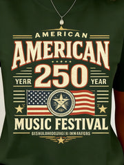 Women American 250 Music Festival 3D Print Crew Neck T-shirt
