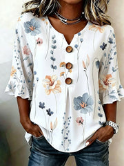 Women V Neck Half Sleeve Floral Regular Fit Blouse