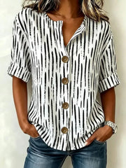 V Neck Half Sleeve Geometric Regular Regular Fit Blouse For Women