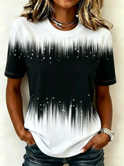 Casual Gradient Pattern Crew Neck Short Sleeve T-shirt