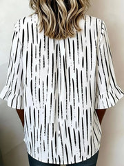 Women's V Neck Half Sleeve Striped Regular Regular Fit Blouse