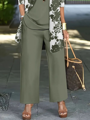 Women Floral Printing Matching Outfit Daily Long Sleeve Casual Spring/Fall Multi-Piece Set Matching Set