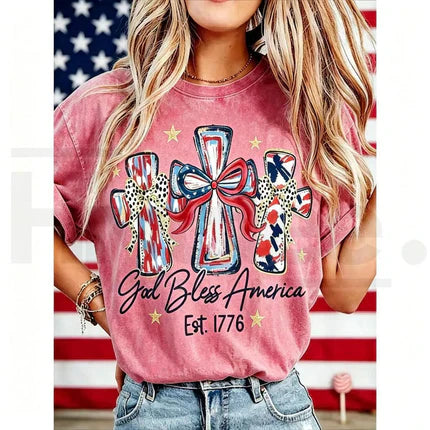 God Bless America Vintage T-Shirt ¨C USA 250th Anniversary Washed Graphic Tee