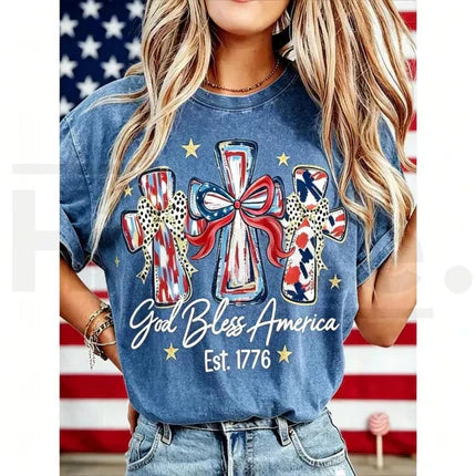 God Bless America Vintage T-Shirt ¨C USA 250th Anniversary Washed Graphic Tee