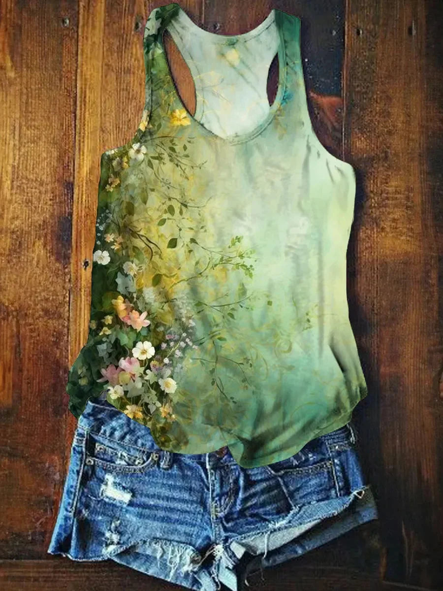 Women's Floral Art Print Tank Top