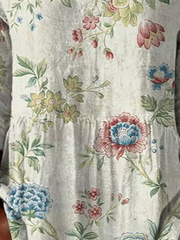 Vintage Floral V-Neck Three-Quarter Sleeve Peplum Tunic Top