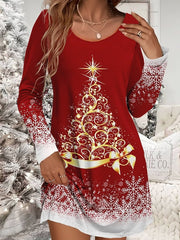 Geometric Print Crew Neck Loose Long Sleeve Sweatshirt