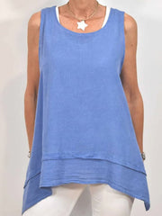 Casual Solid Color Round Neck Long Tank Top