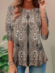 Vintage Ethnic Print Blouse