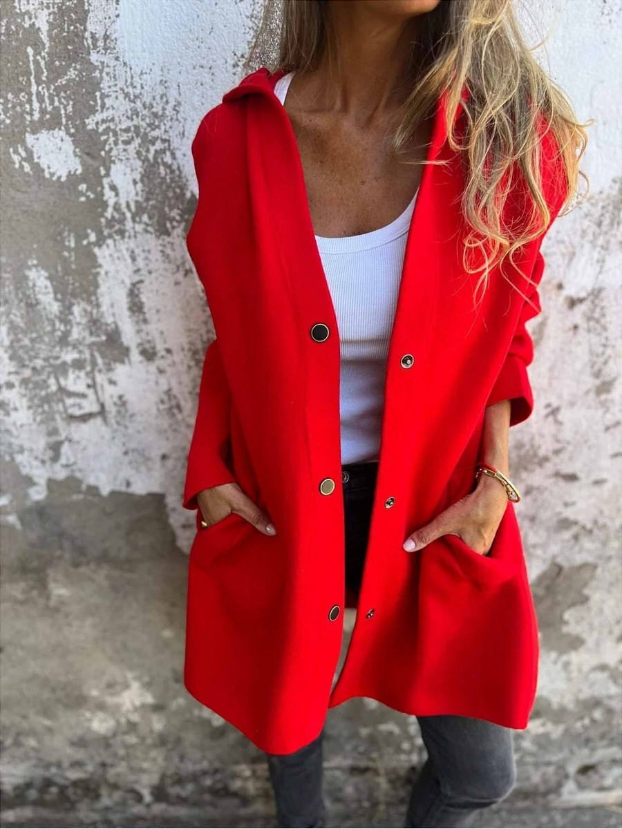 Women's Casual Single Breasted Hooded Jacket