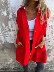 Women's Casual Single Breasted Hooded Jacket