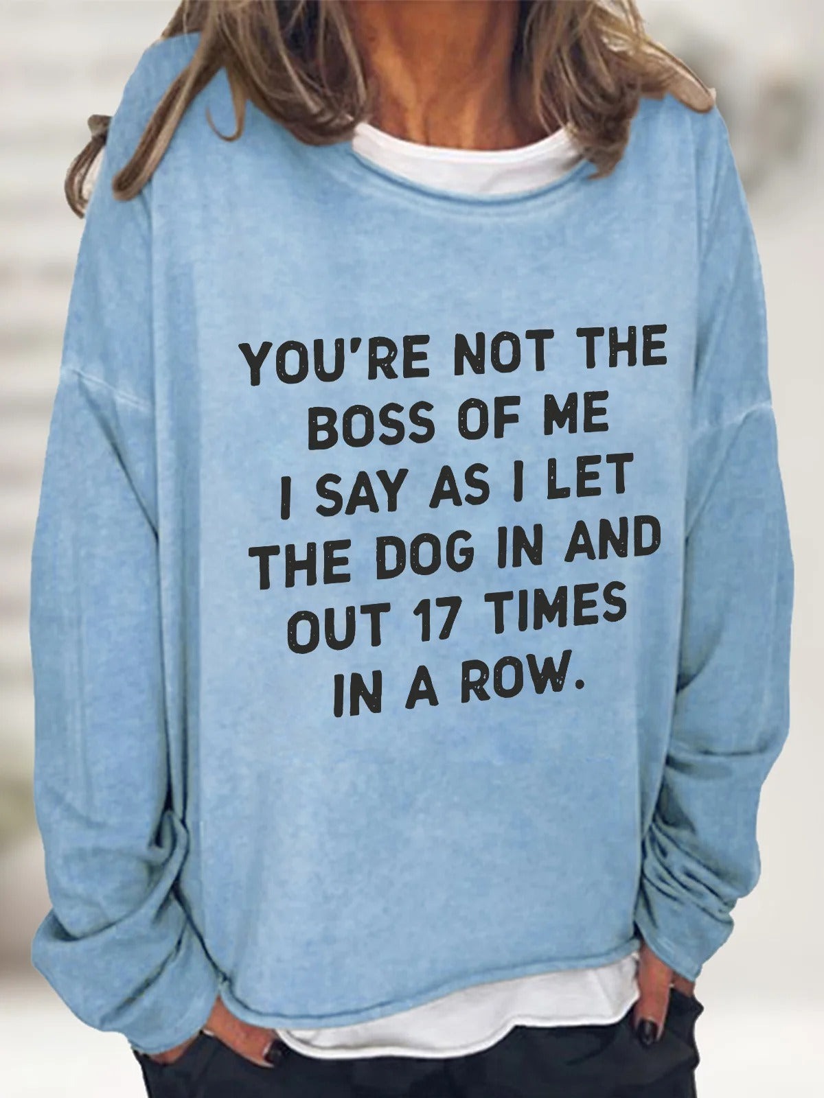 Letters Crew Neck Long Sleeve Loose Sweatshirt