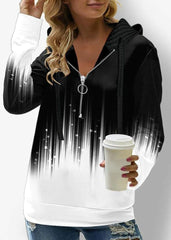 Casual Abstract Zipper V-Neck Hoodie