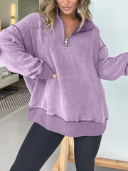 Women's Oversized Vintage Quarter-Zip Pullover