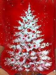 Festive Christmas Tree Round Neck T-Shirt