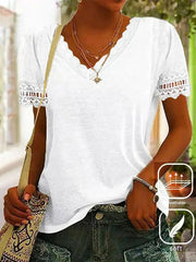 Comfortable Plain White Short-Sleeve Blouse