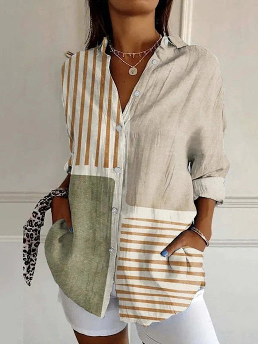 Striped Color Block Blouse