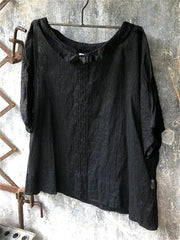 Solid Cotton Blend Top with 3/4 Sleevess