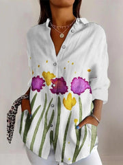 Elegant Floral Print Casual Shirt