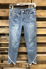 Solid Asymmetric Straight Leg Casual Denim Jeans