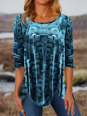 Ethnic Crew Neck Blouse