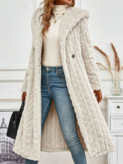 Solid Hoodie Long Sleeve Teddy Jacket