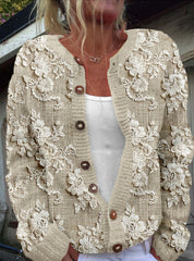 Vintage Floral Print Button Knit Cardigan