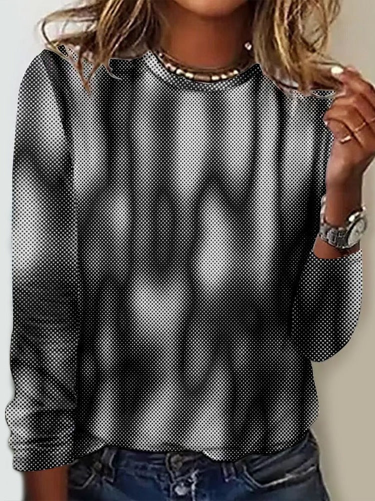 Abstract Crew Neck Long Sleeve Casual T-shirt