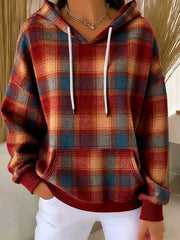 Casual Plaid Pattern Art Print Long Sleeve Sweatshirt
