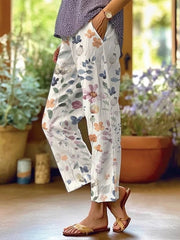 Casual Floral Loose Turnip Pants
