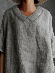 Plain Cotton Casual V Neck Half Sleeve Shirt
