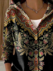 Ethnic Floral Hooded Long Sleeve Comfy Vintage Cardigan