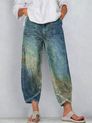 Vintage Flowers Floral Patterns Art Prints Chic Cotton Pants