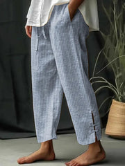 Loose Casual Striped Straight Pockets Pants