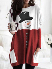 Snowman Print Long Sleeve Sweatshirt