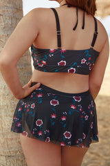 Floral Print Halter Neck with Skirt Bikini Set