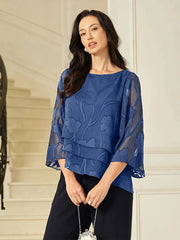 Elegant 3/4 Sleeve Crew Neck Regular Top