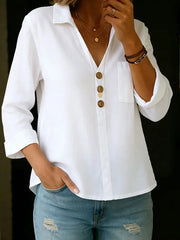 Women's Solid Color Loose 3/4 Sleeve Shirt