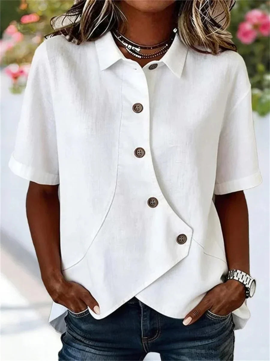 Casual Solid Color Short Sleeve Blouse