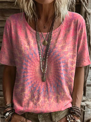 Casual Abstract Crew Neck Short Sleeve T-shirt